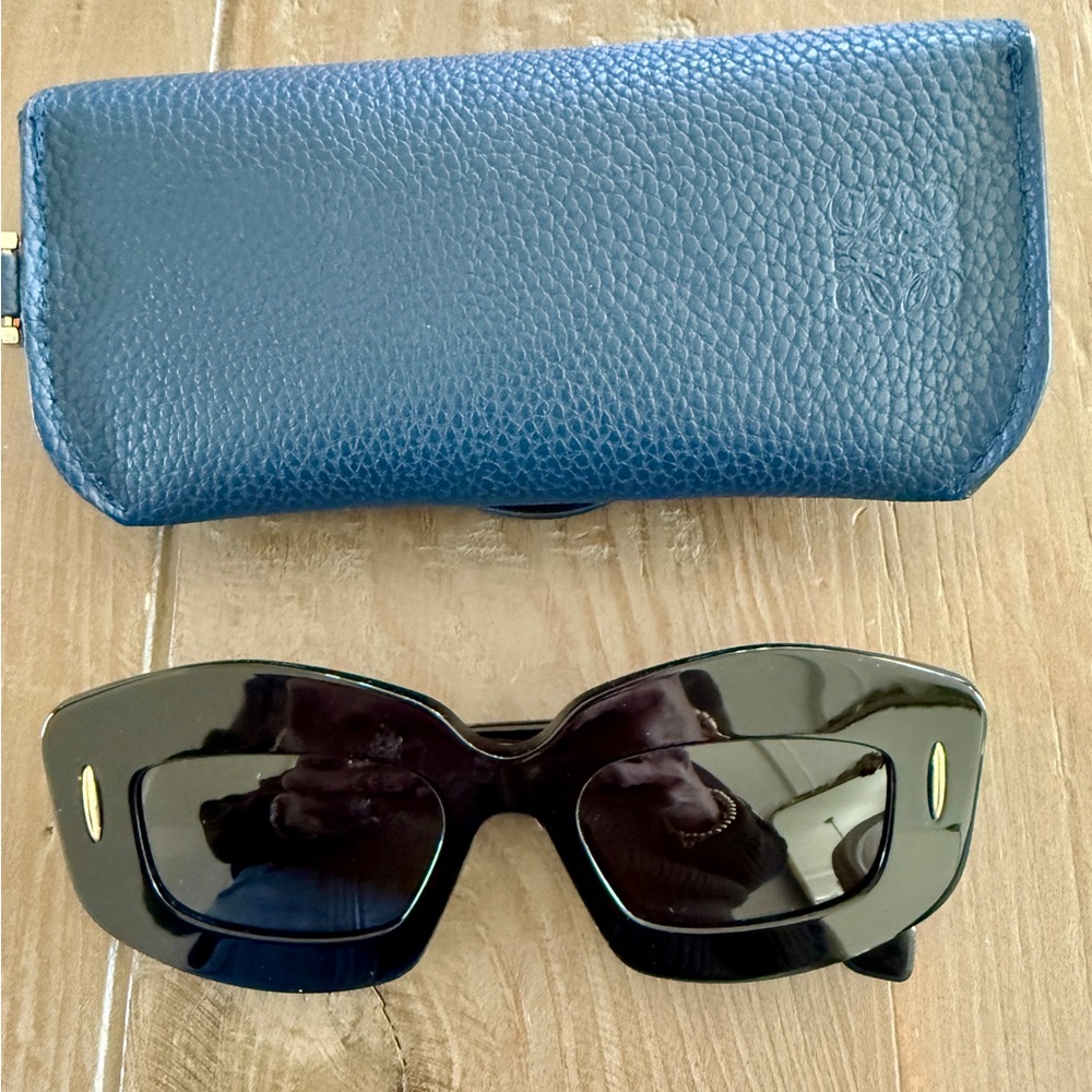 Loewe Black Sunglasses with Blue Leather Case